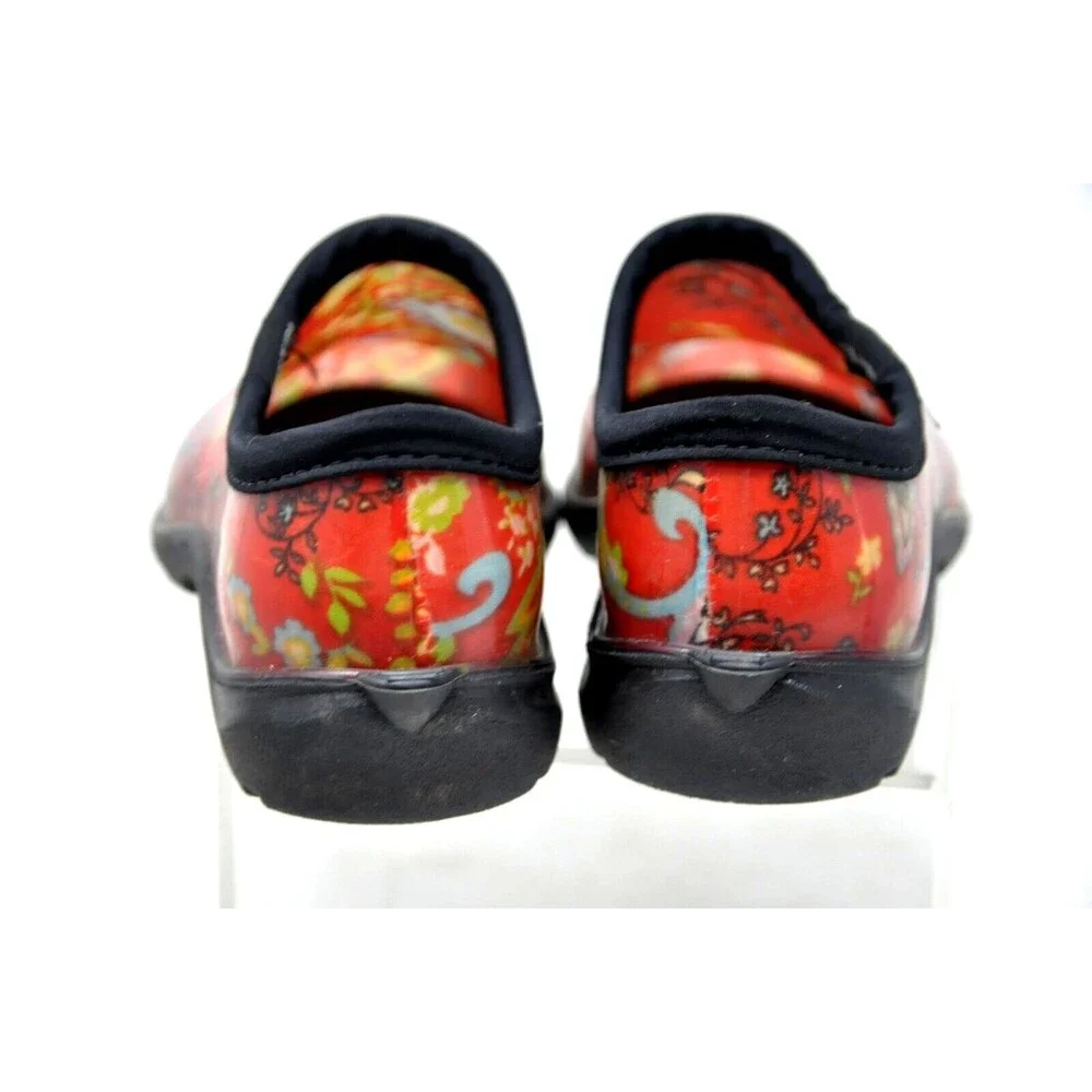 Sloggers Womens Size 6 Waterproof Garden Shoes Red Paisley USA